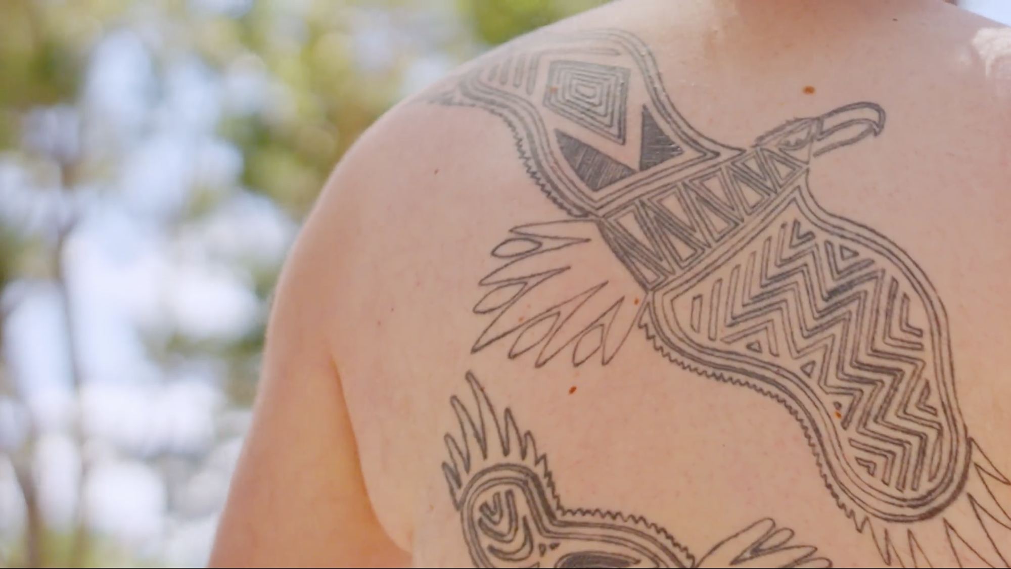 Close-up of a tattoo in the sun